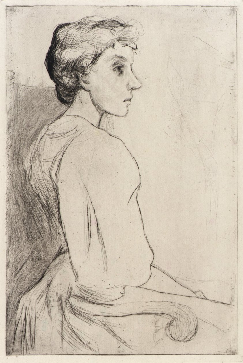 Portret van een vrouw door J. Alden Weir