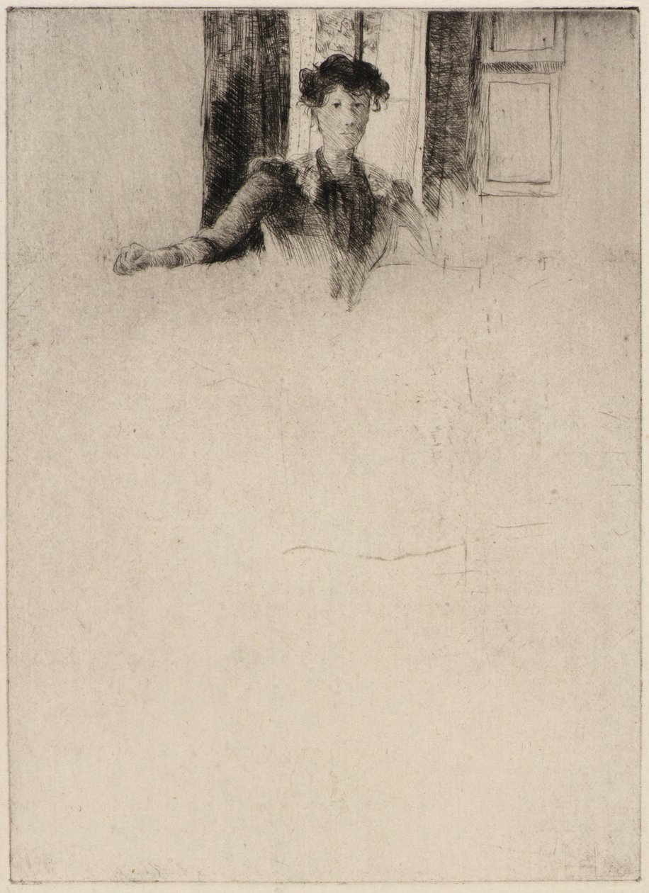 Schets bij het raam door J. Alden Weir