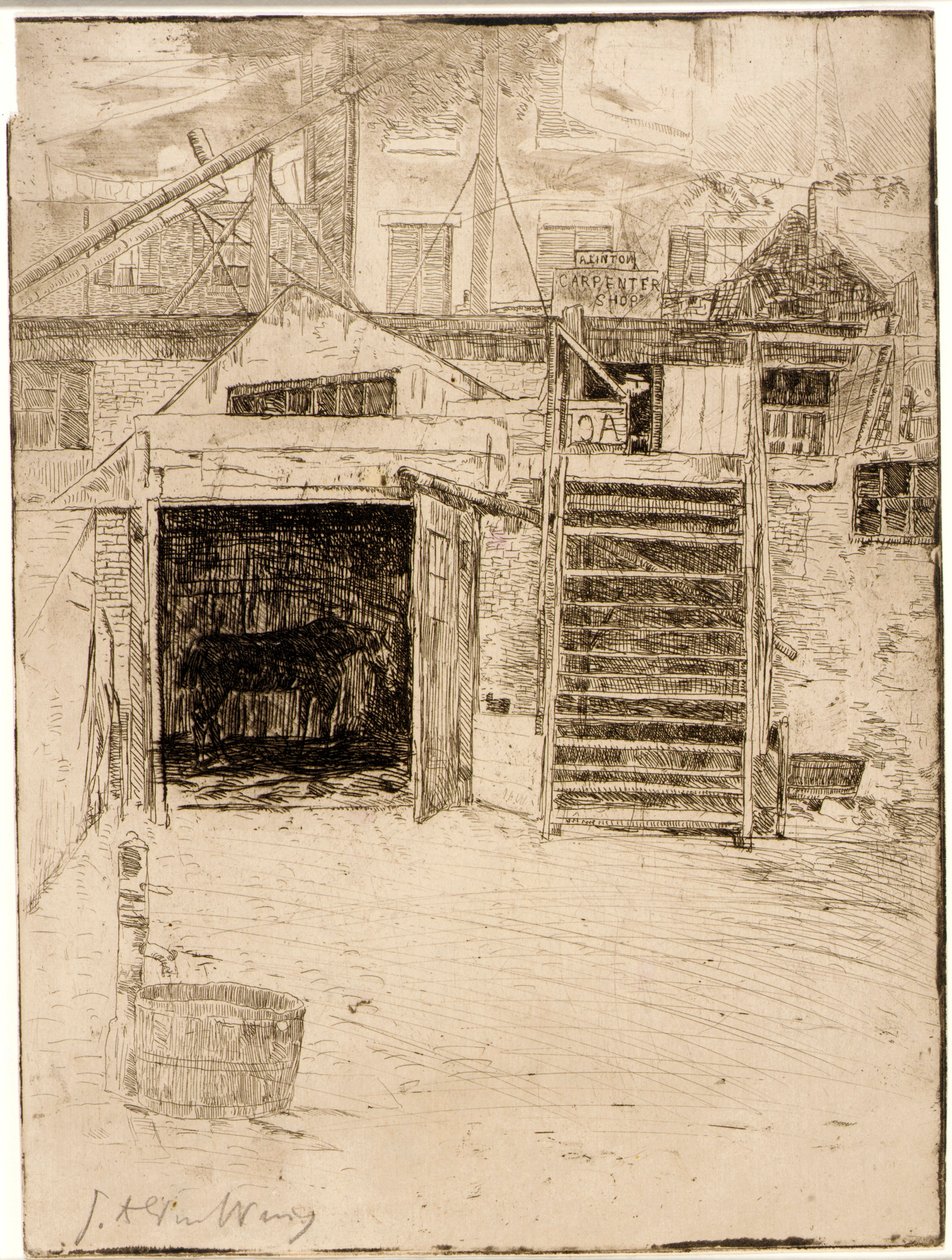 De timmermanswinkel door J. Alden Weir