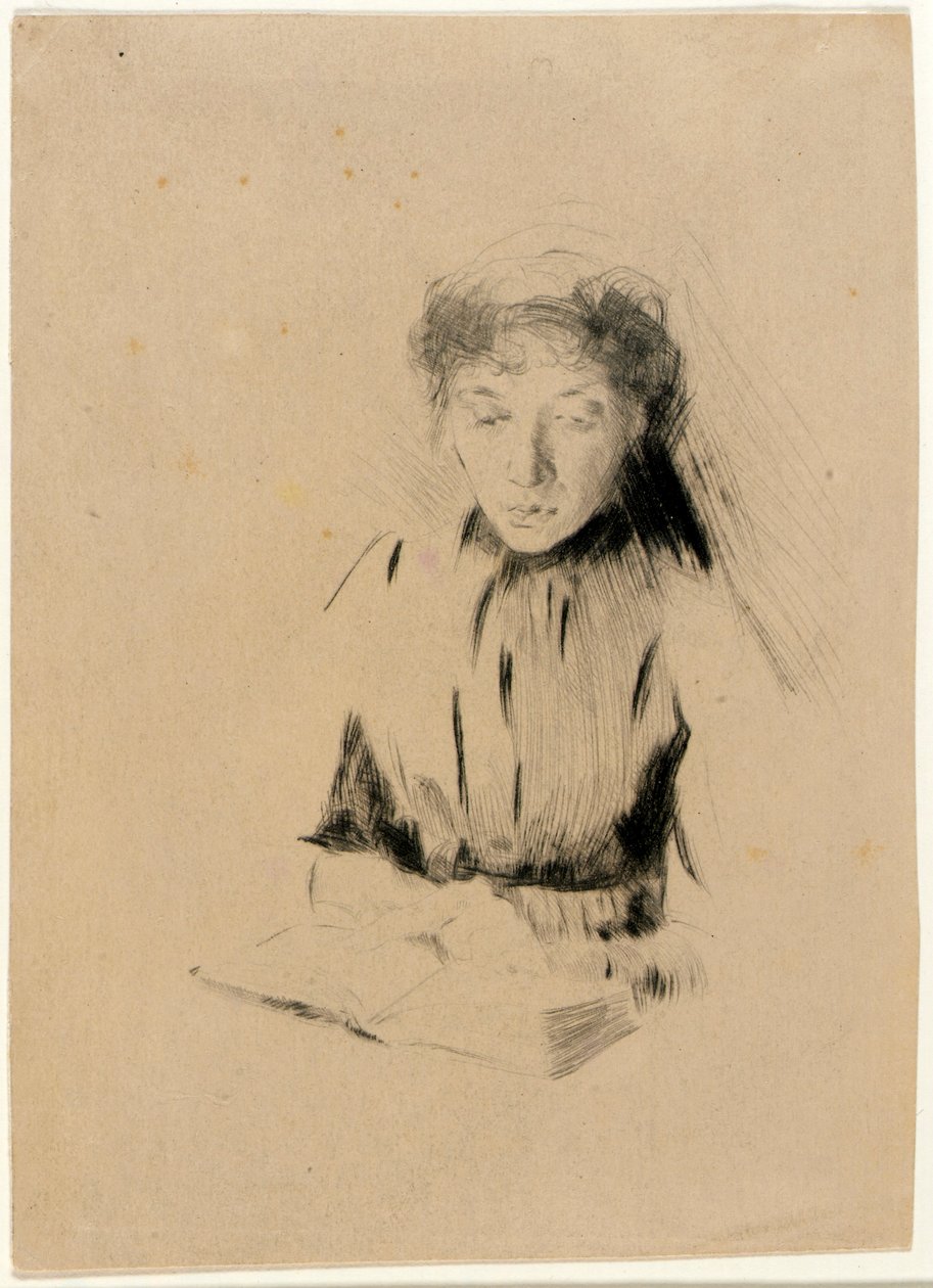 Het kleine portret (jonge vrouw) door J. Alden Weir