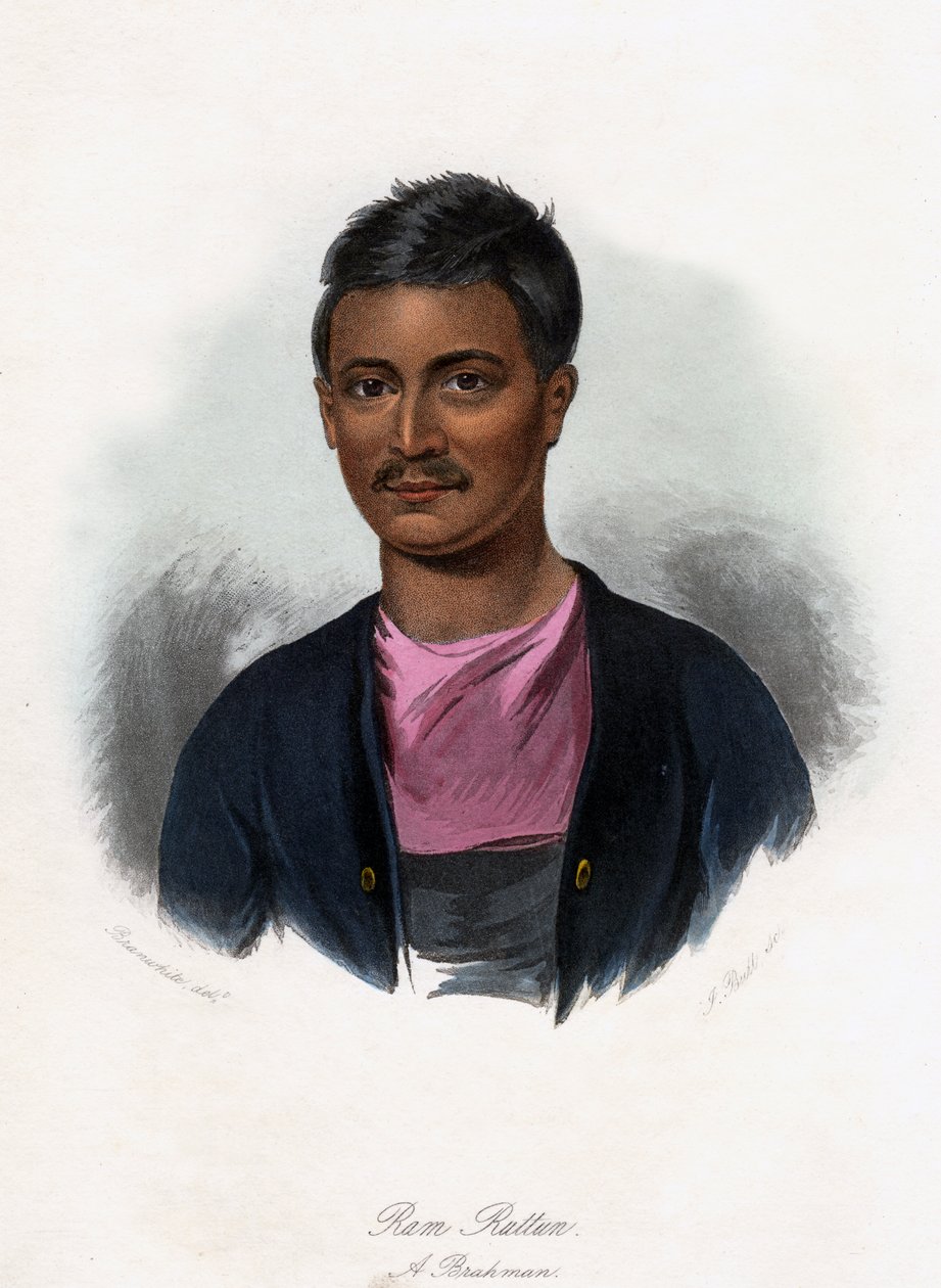 Ram Ruttun. Een Brahmaan, ca. 1840 door J. Bull