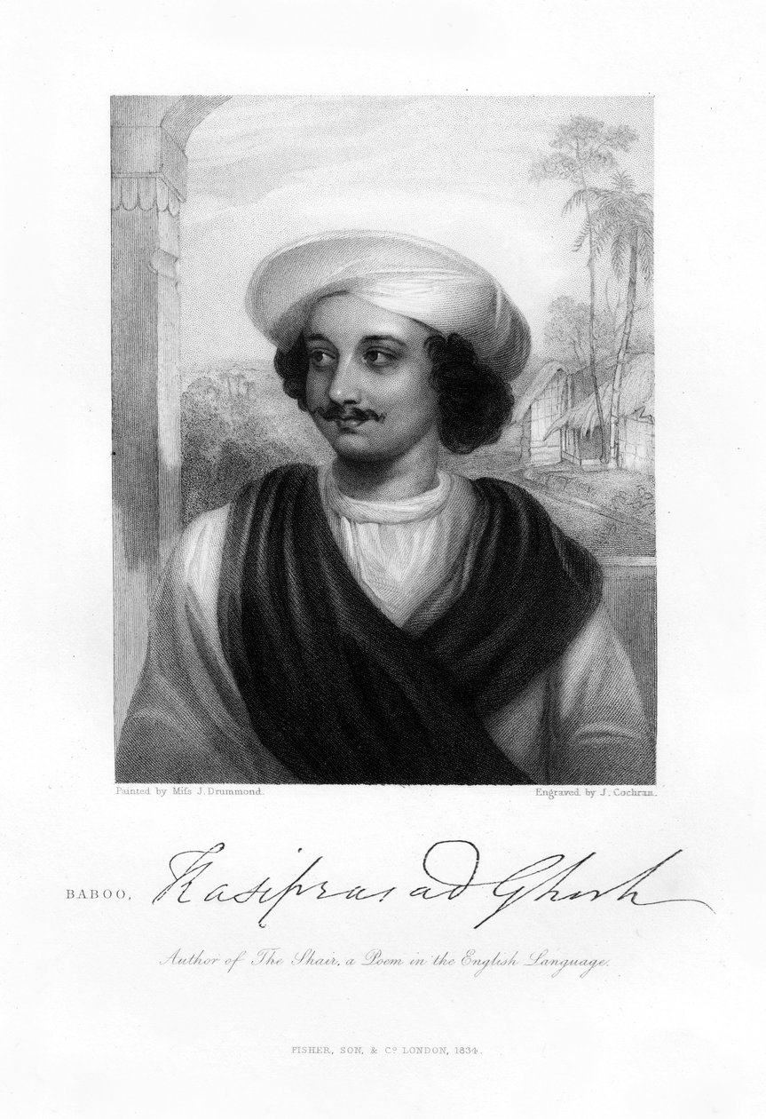 Kasi Das Prasad Ghosh, Indiase dichter, 1834 door J. Cochran