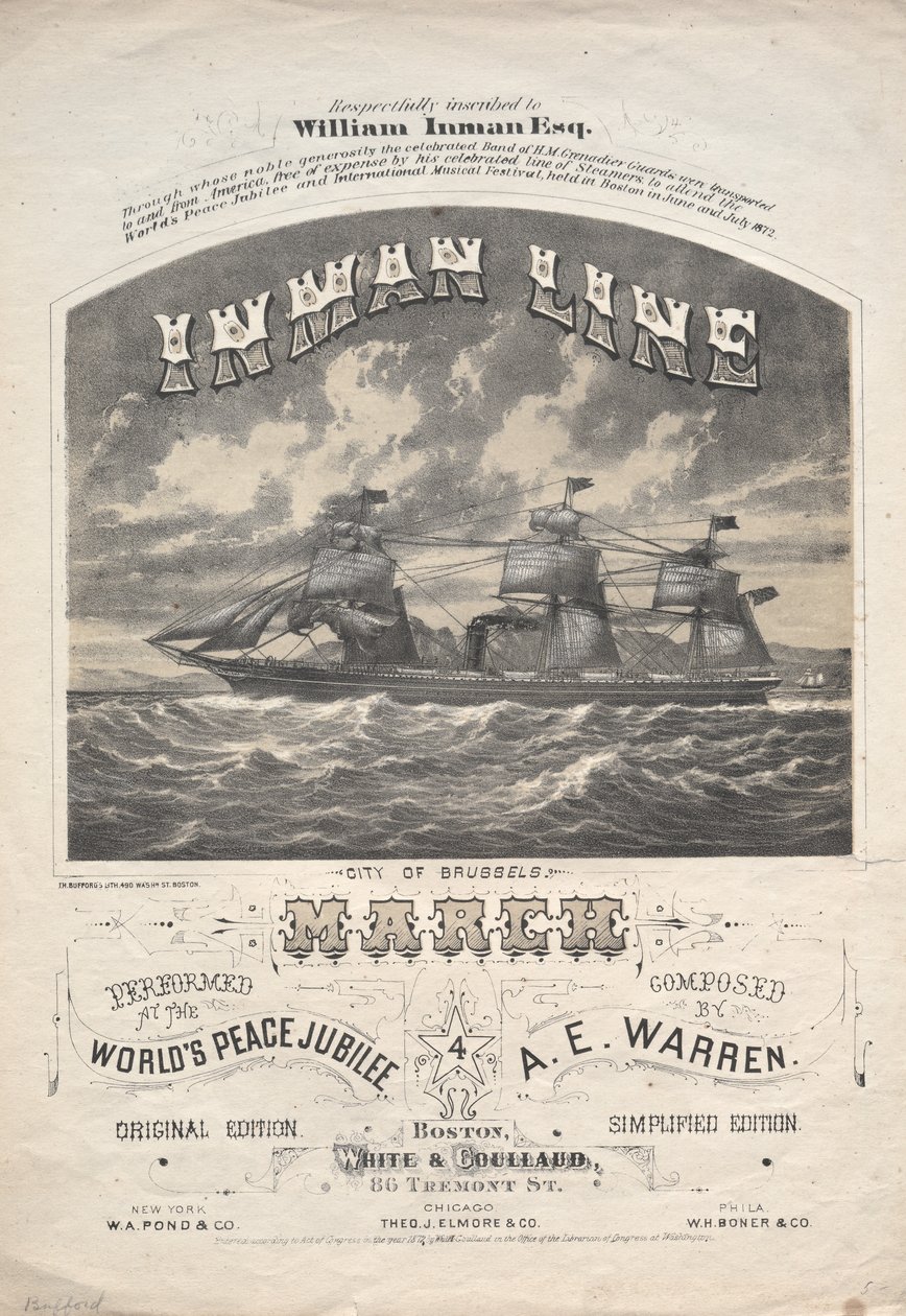 Inman Line March, 1872 door J. H. Bufford