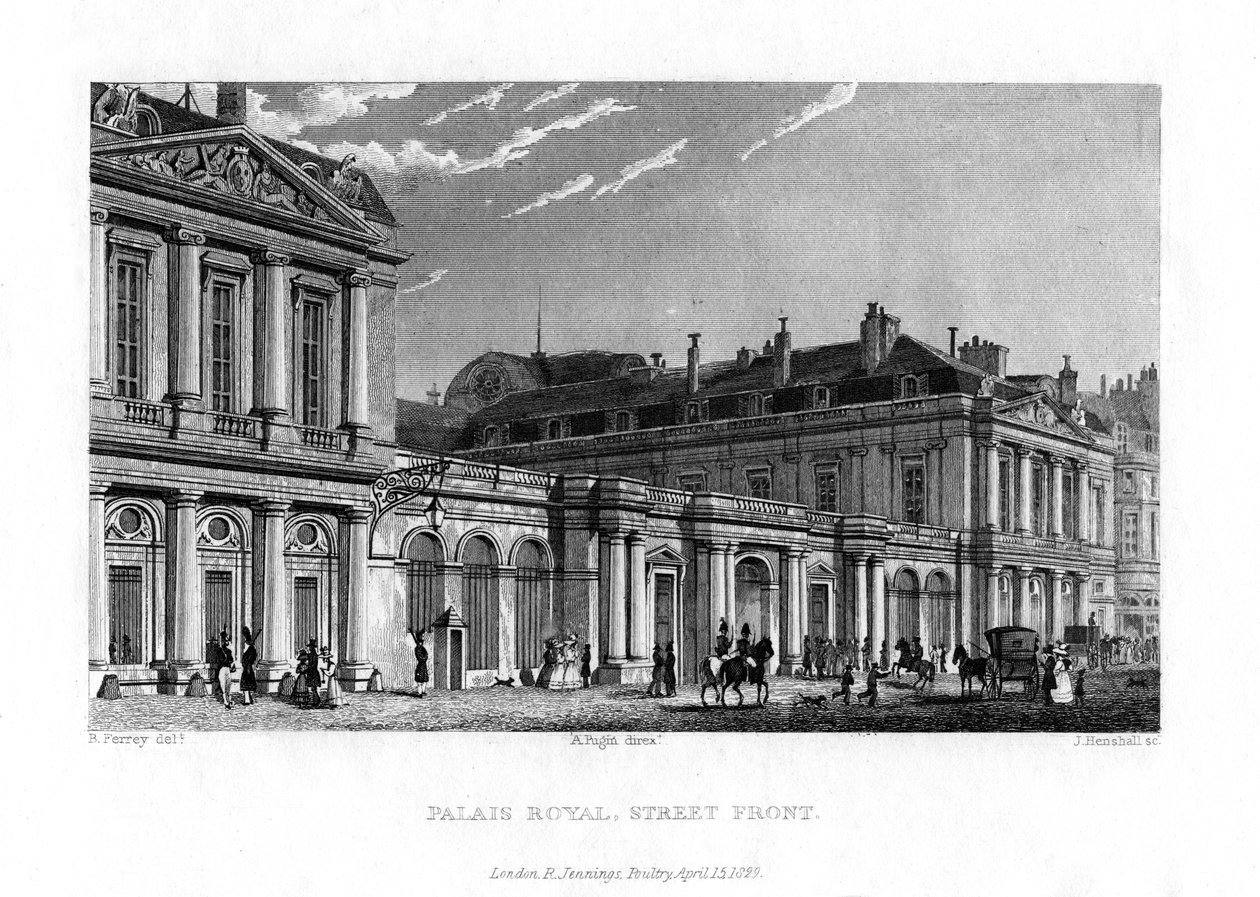 Palais Royal, Parijs, Frankrijk, 1829 door J. Hanshall