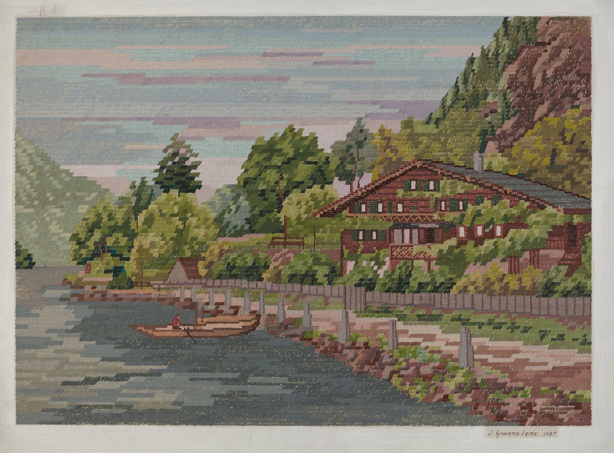 Landschap in Petit Point door J. Howard Iams