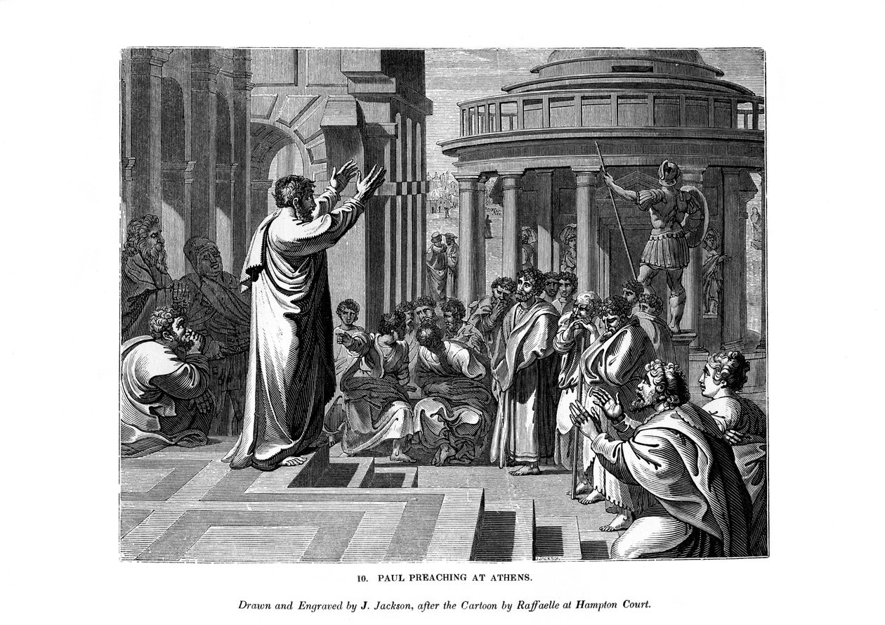 Paulus predikend in Athene, 1843 door J. Jackson