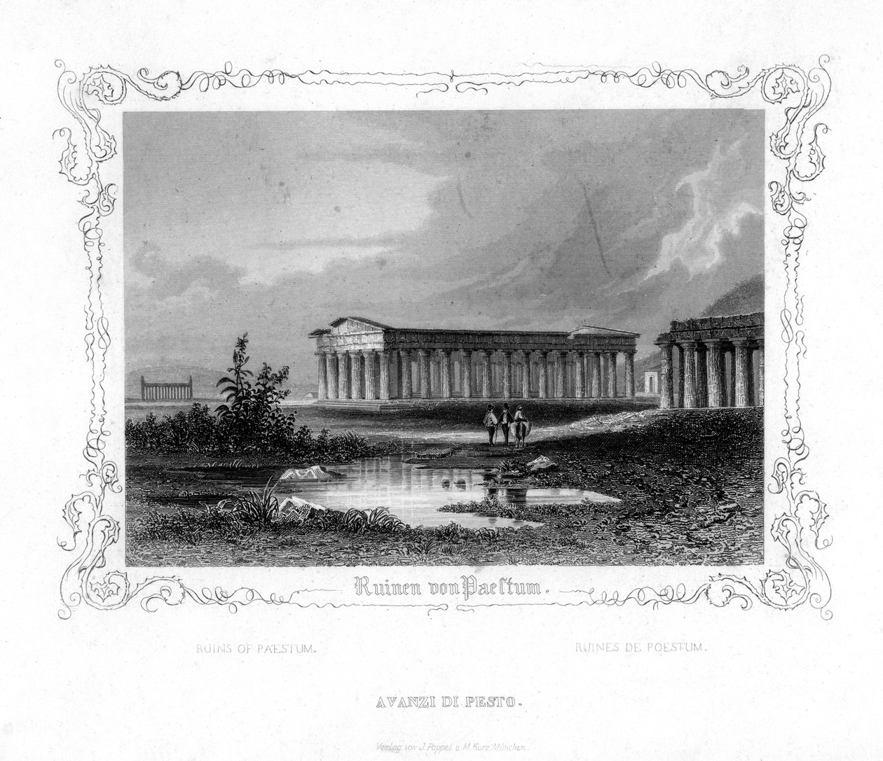 Ruïnes van Paestum, Italië door J. Poppel