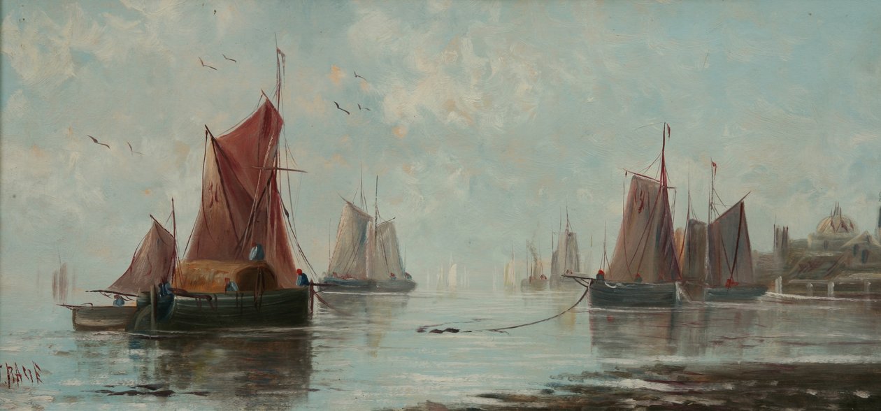Vissersboten door J. Racie