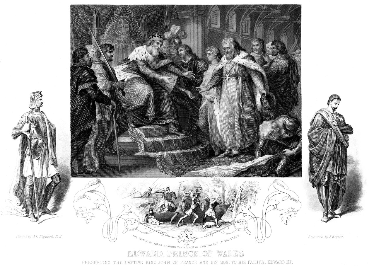 Edward, Prins van Wales 1330-1376, 19e eeuw door J. Rogers