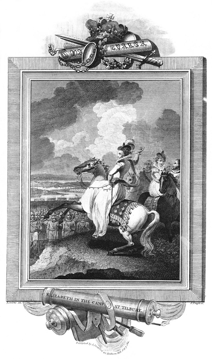 Elizabeth in het kamp bij Tilbury, 1811 door J. Rogers