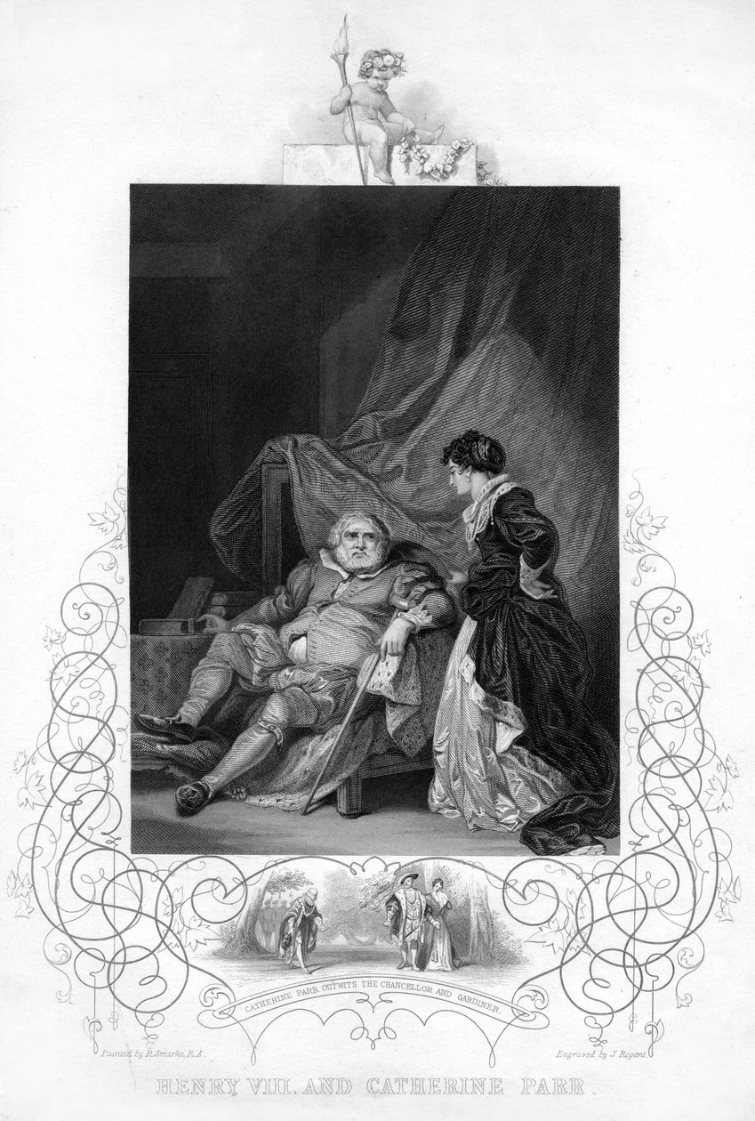 Hendrik VIII en Catherine Parr, 19e eeuw door J. Rogers