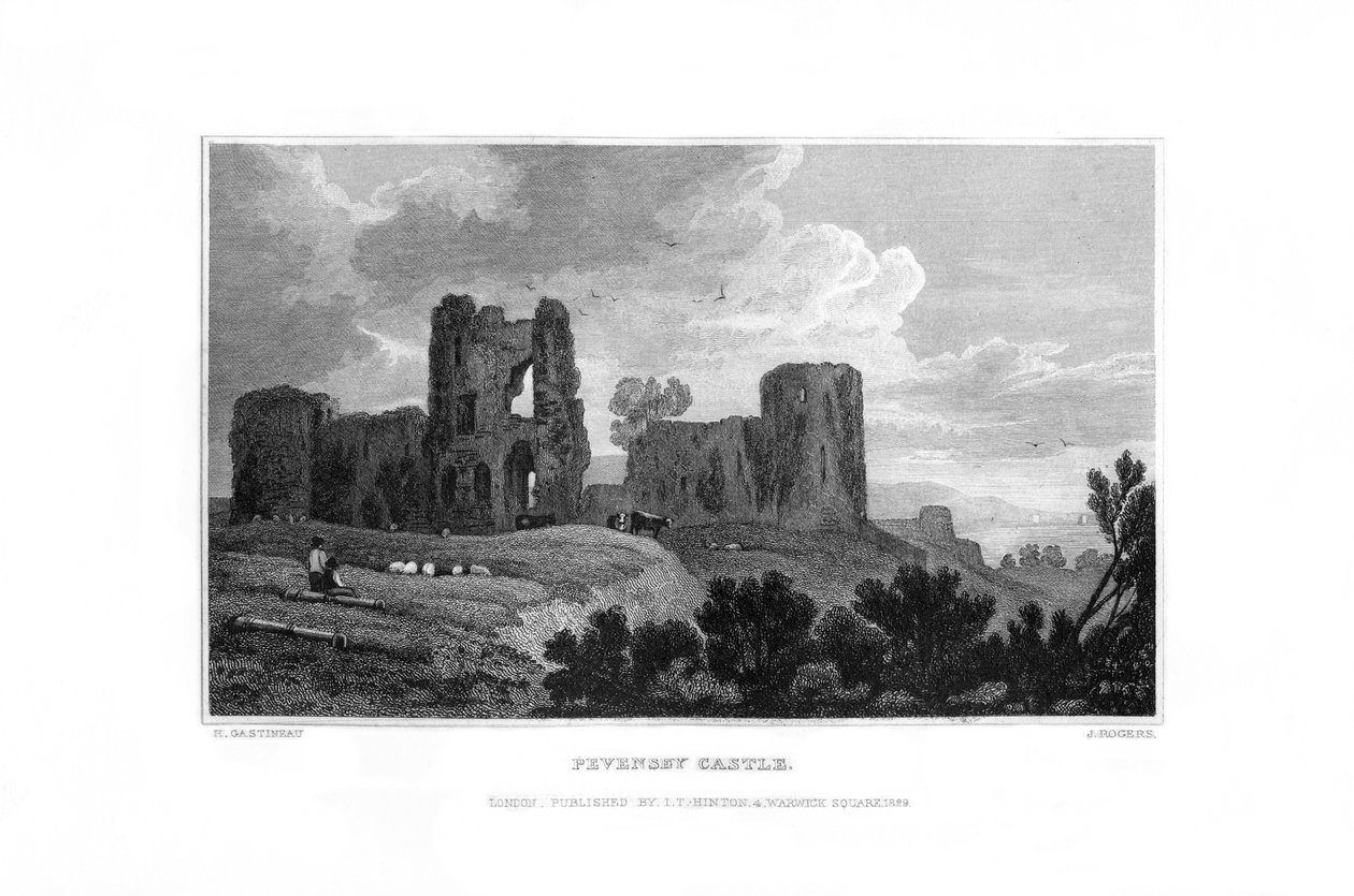 Pevensey Castle, Pevensey, East Sussex, 1829 door J. Rogers