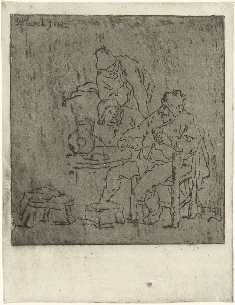 Drie mannen rond een tafel door Jabes Heenck