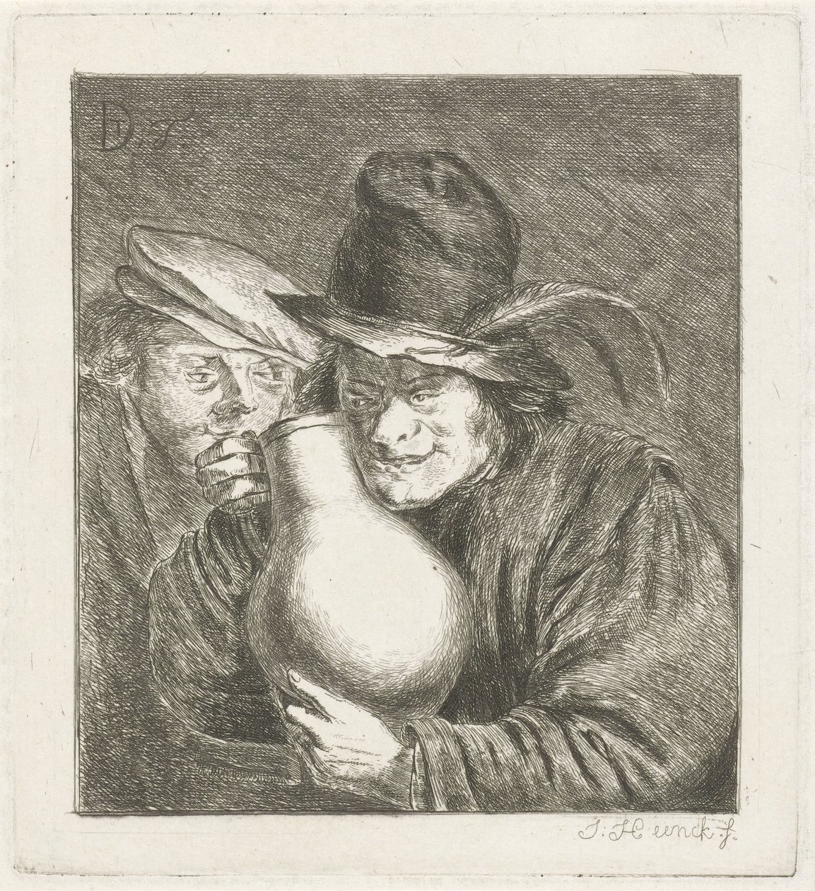 Twee boeren met een kruik door Jabes Heenck