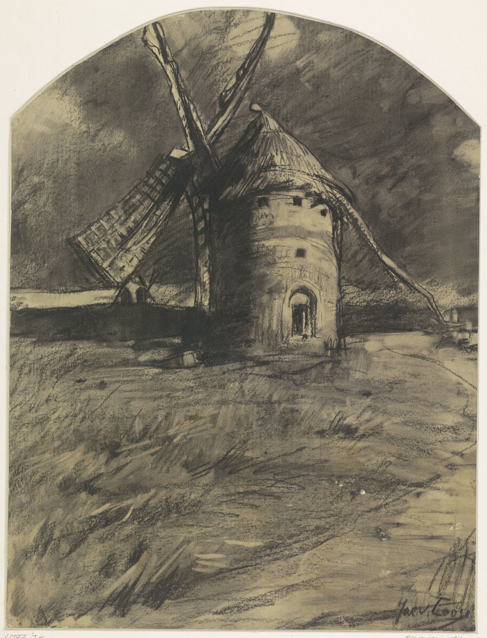 Vervallen windmolen door Jac van Looij