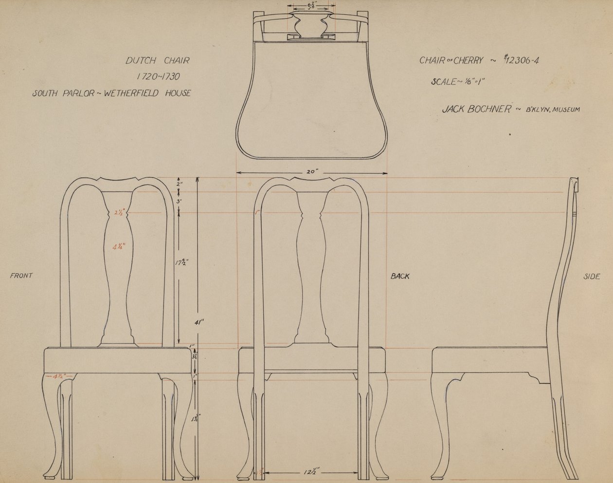 Tekening voor stoel door Jack Bochner