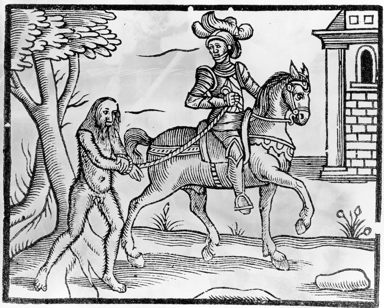 Een ridder en een wildeman door Jacob Faber