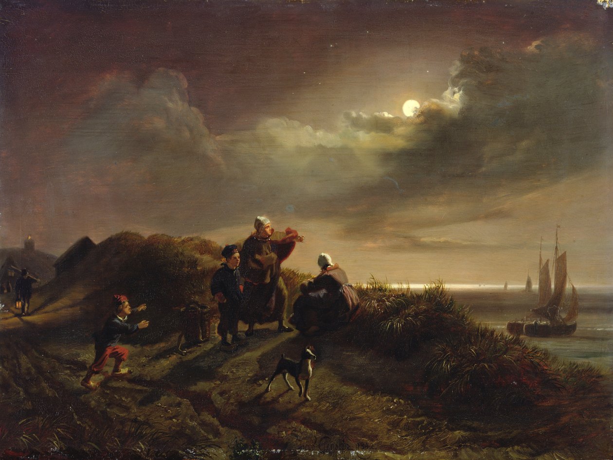 Aan de kust bij Scheveningen, 1842 door Jacob Gensler