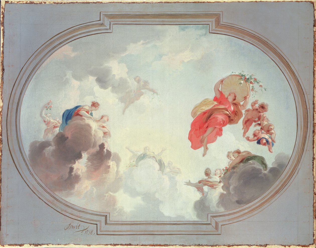 Een plafondontwerp dat de apotheose van Flora uitbeeldt, 18e eeuw door Jacob de Wit