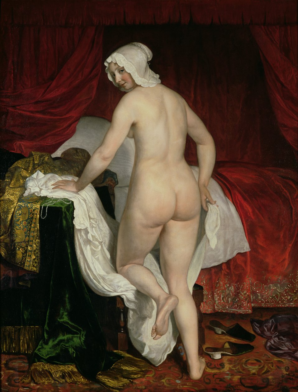 Jonge vrouw die naar bed gaat, c.1650 door Jacob or Jacques van Loo