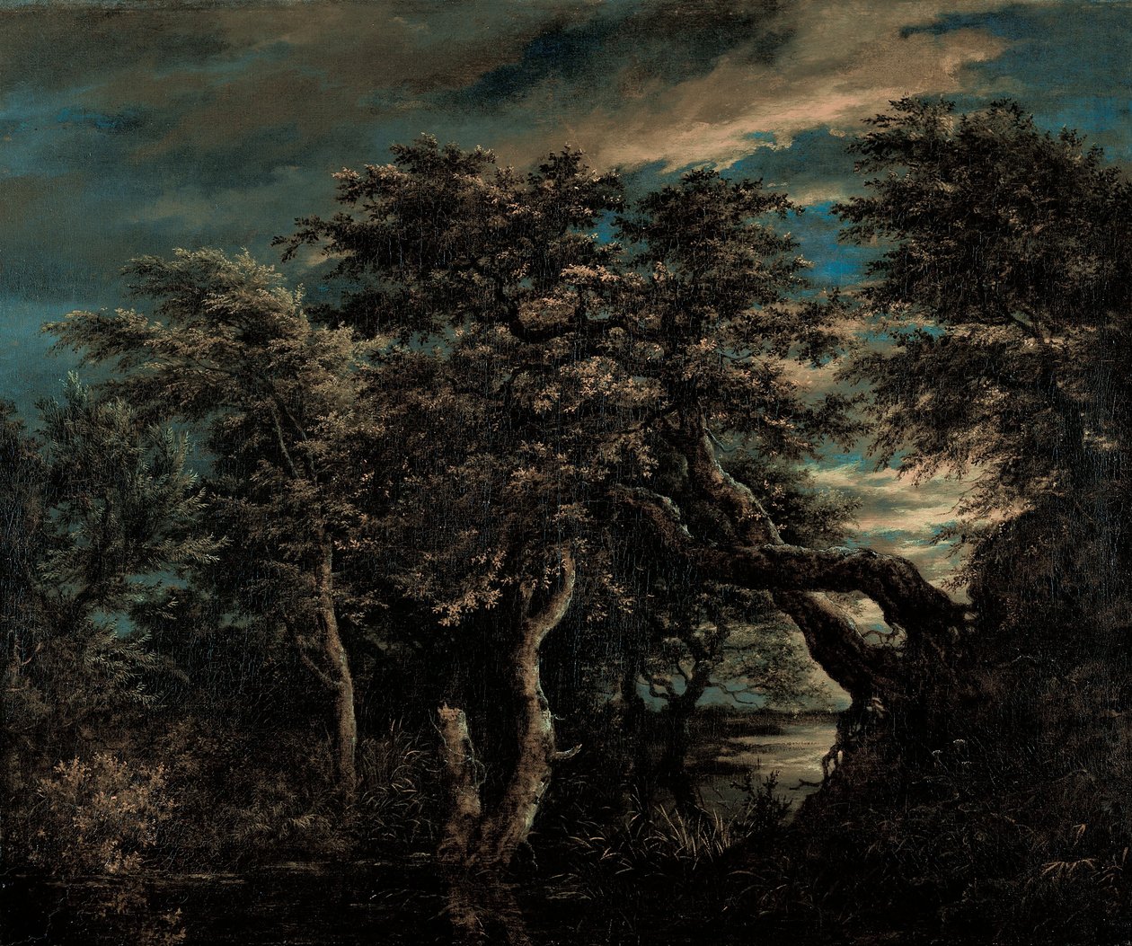 Een Moeras in een Bos bij Schemering door Jacob van Ruisdael