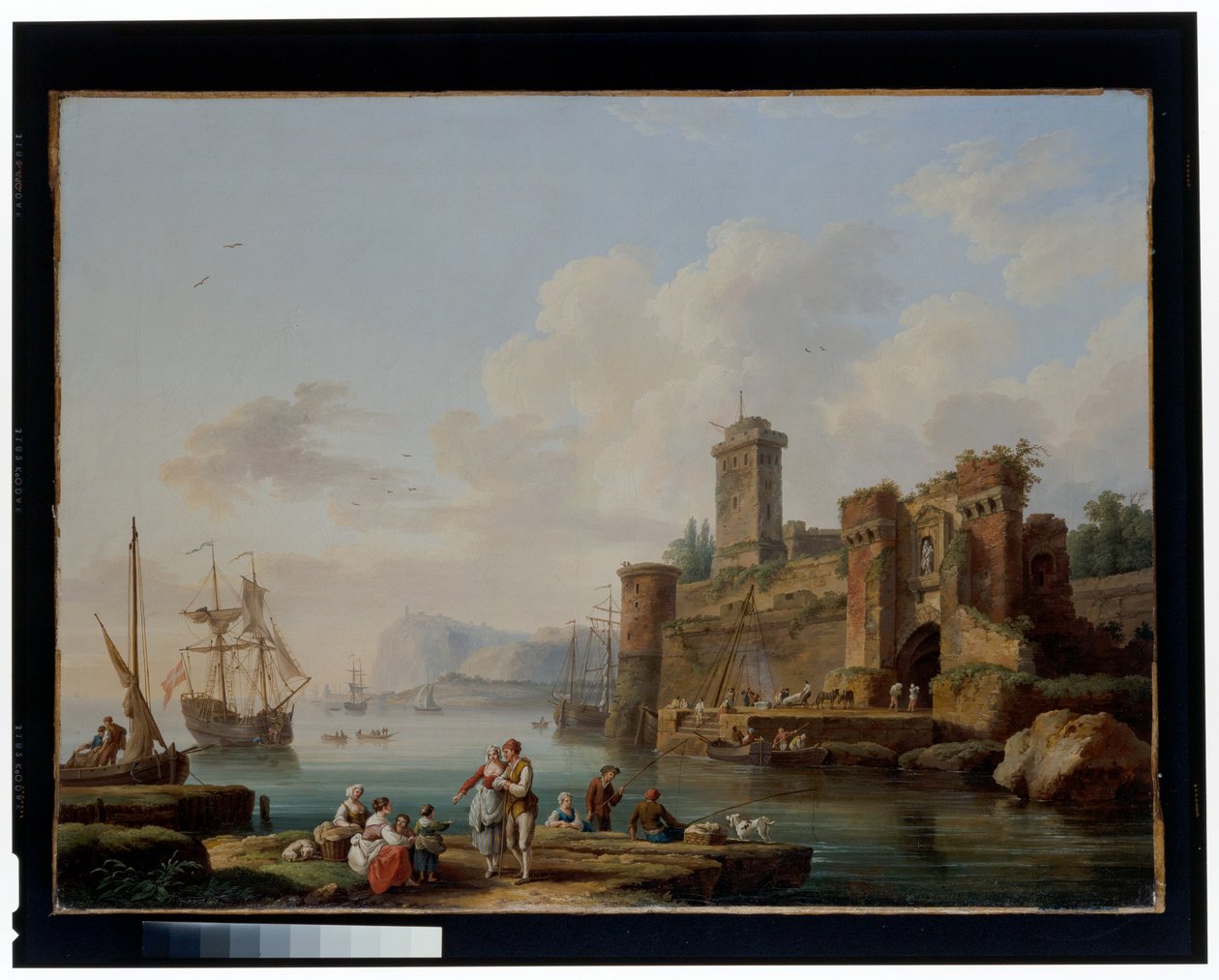 Een havenscène door Jacob Philippe Hackert