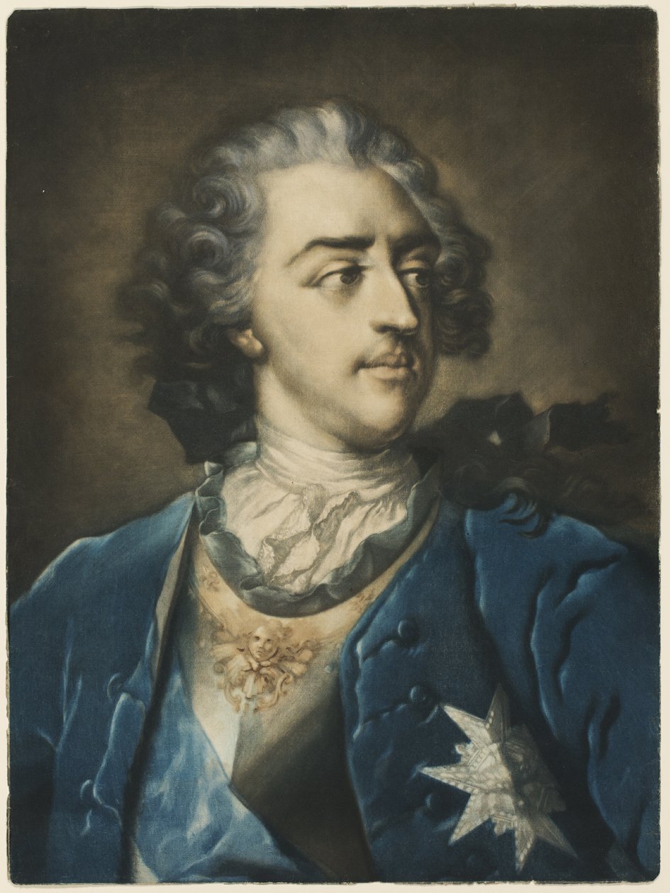 Portret van Louis XV door Jacob Christoph Le Blon