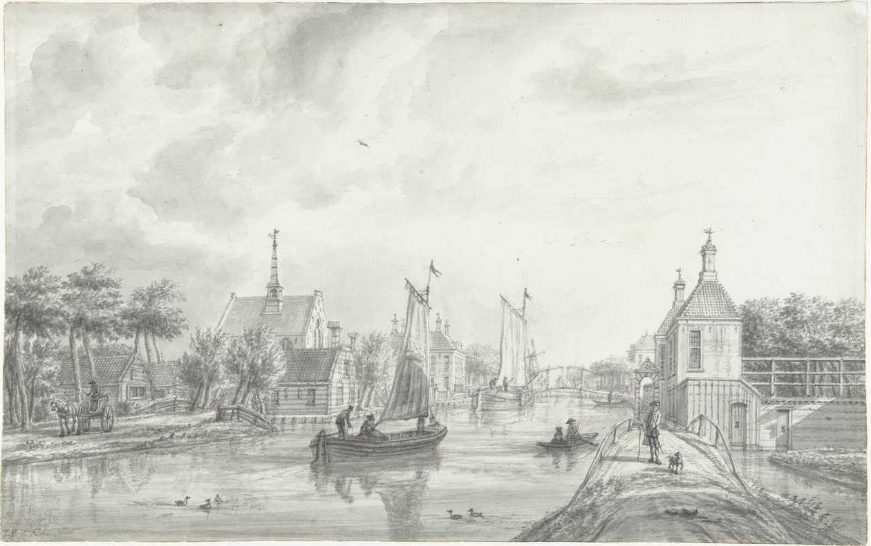 Gezicht te Leiderdorp door Jacob Elias La Fargue