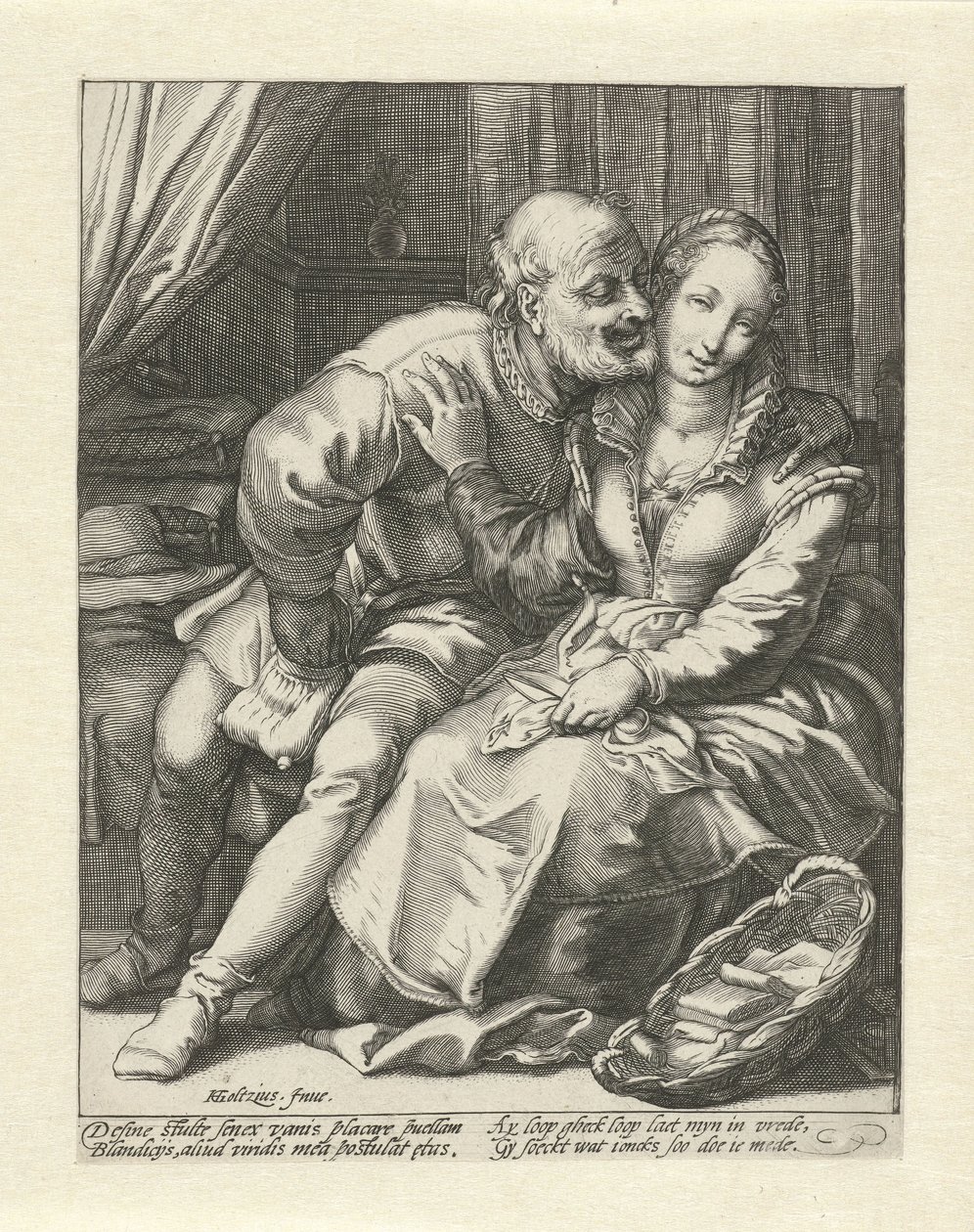 Afwijzing van een oude man door Jacob Goltzius (II)