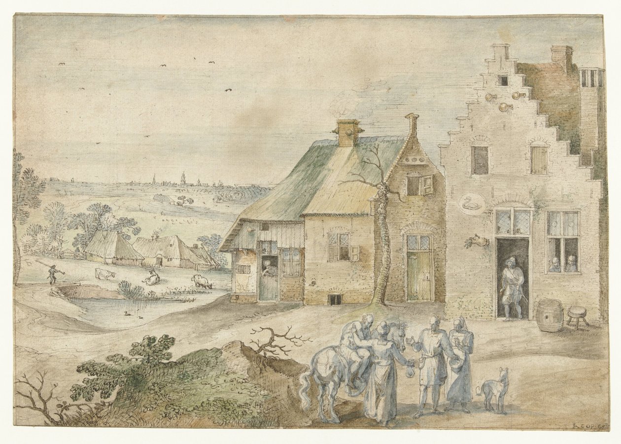 Landschap met de barmhartige Samaritaan door Jacob Grimmer