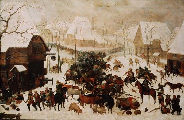 Gevecht in een Dorp, 1605 door Jacob II Savery