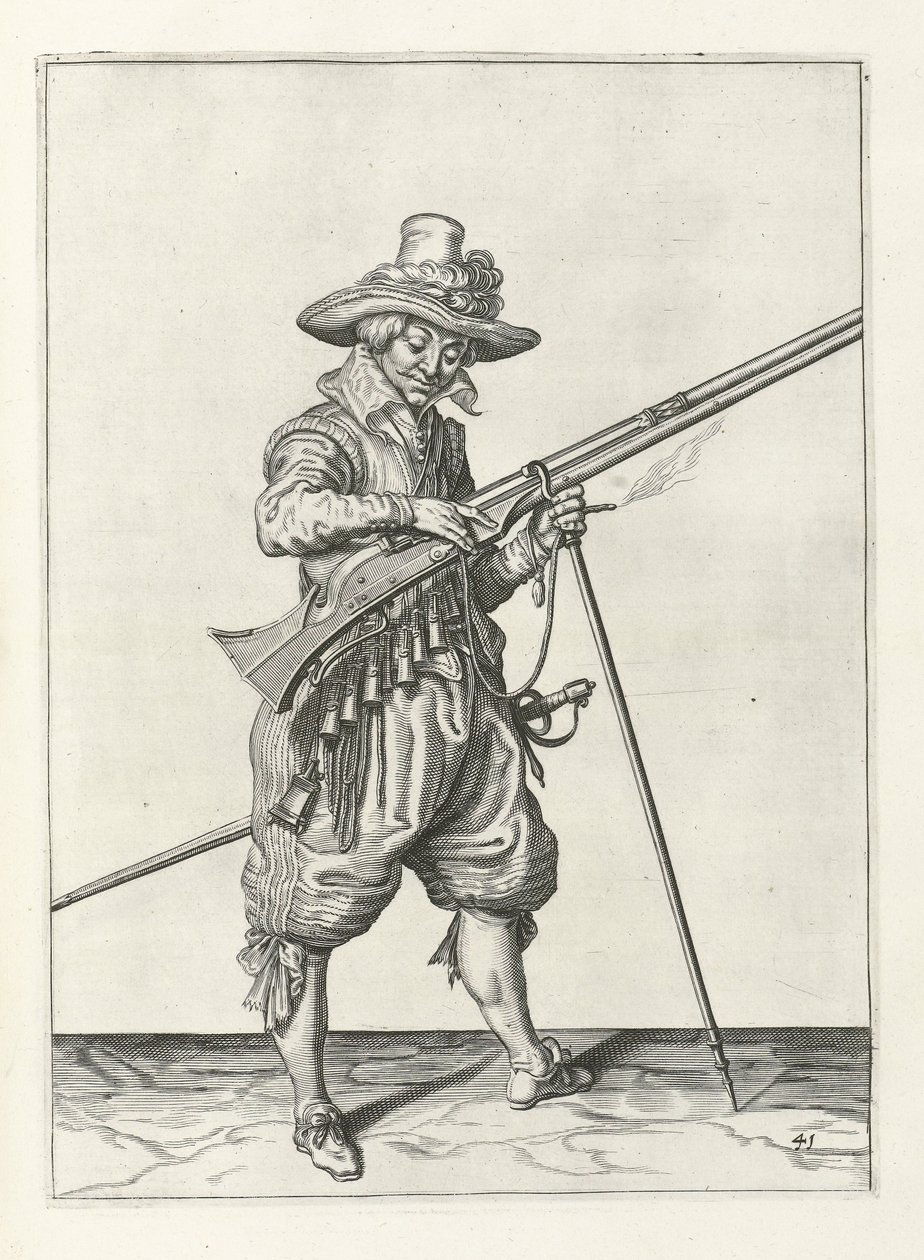 Musketier op wacht, ca. 1600 door Jacob II de Gheyn