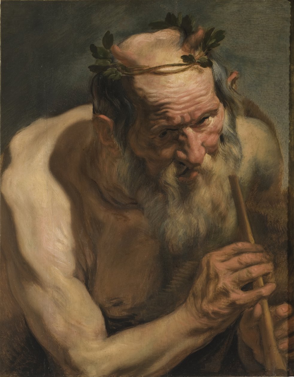 Oude sater met een fluit, c.1620 door Jacob Jordaens
