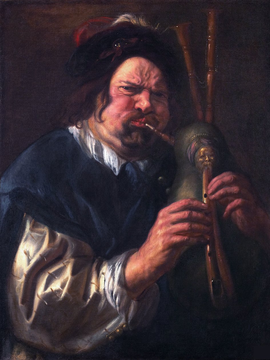 Zelfportret spelend op de doedelzak door Jacob Jordaens