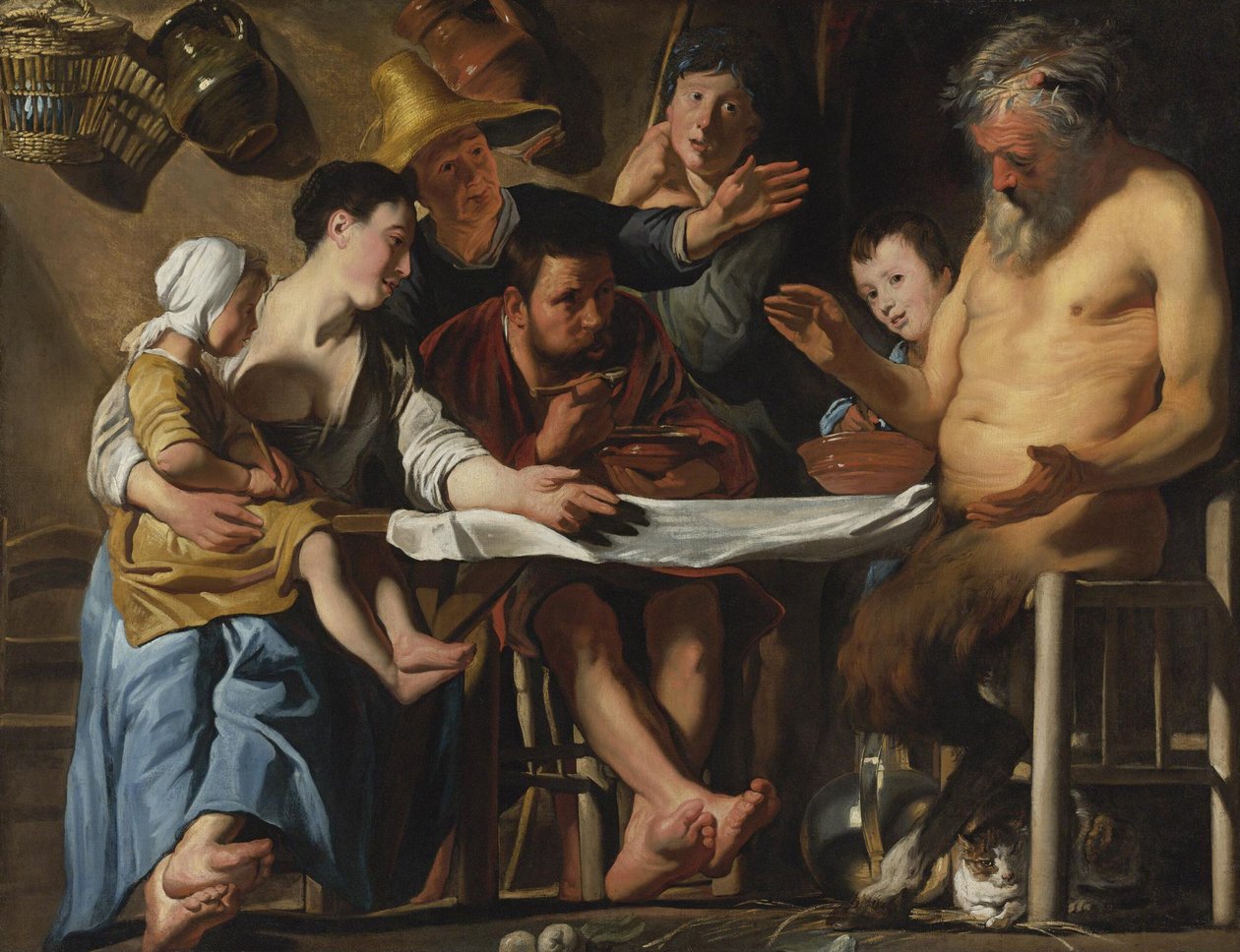 De sater en de boerenfamilie door Jacob Jordaens