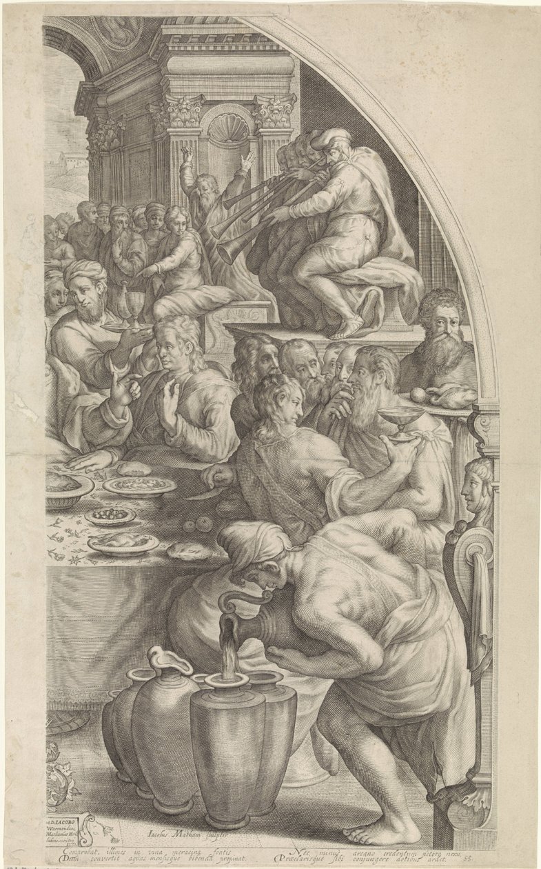 Bruiloft te Kana (blad rechts) door Jacob Matham