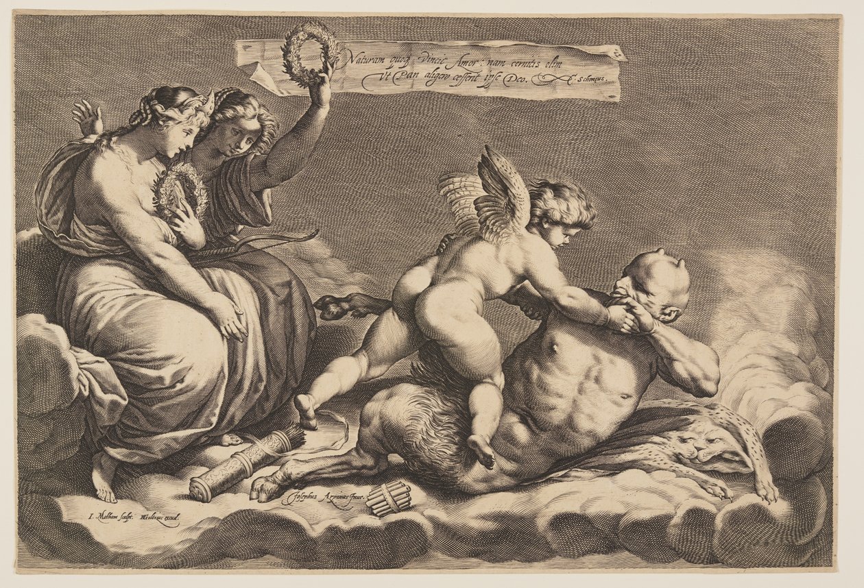 Cupido Pan temmen door Jacob Matham