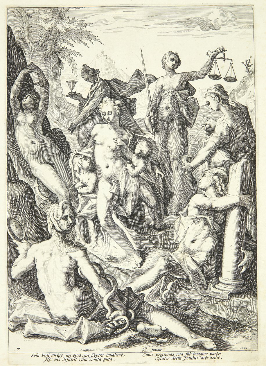De zeven deugden door Jacob Matham