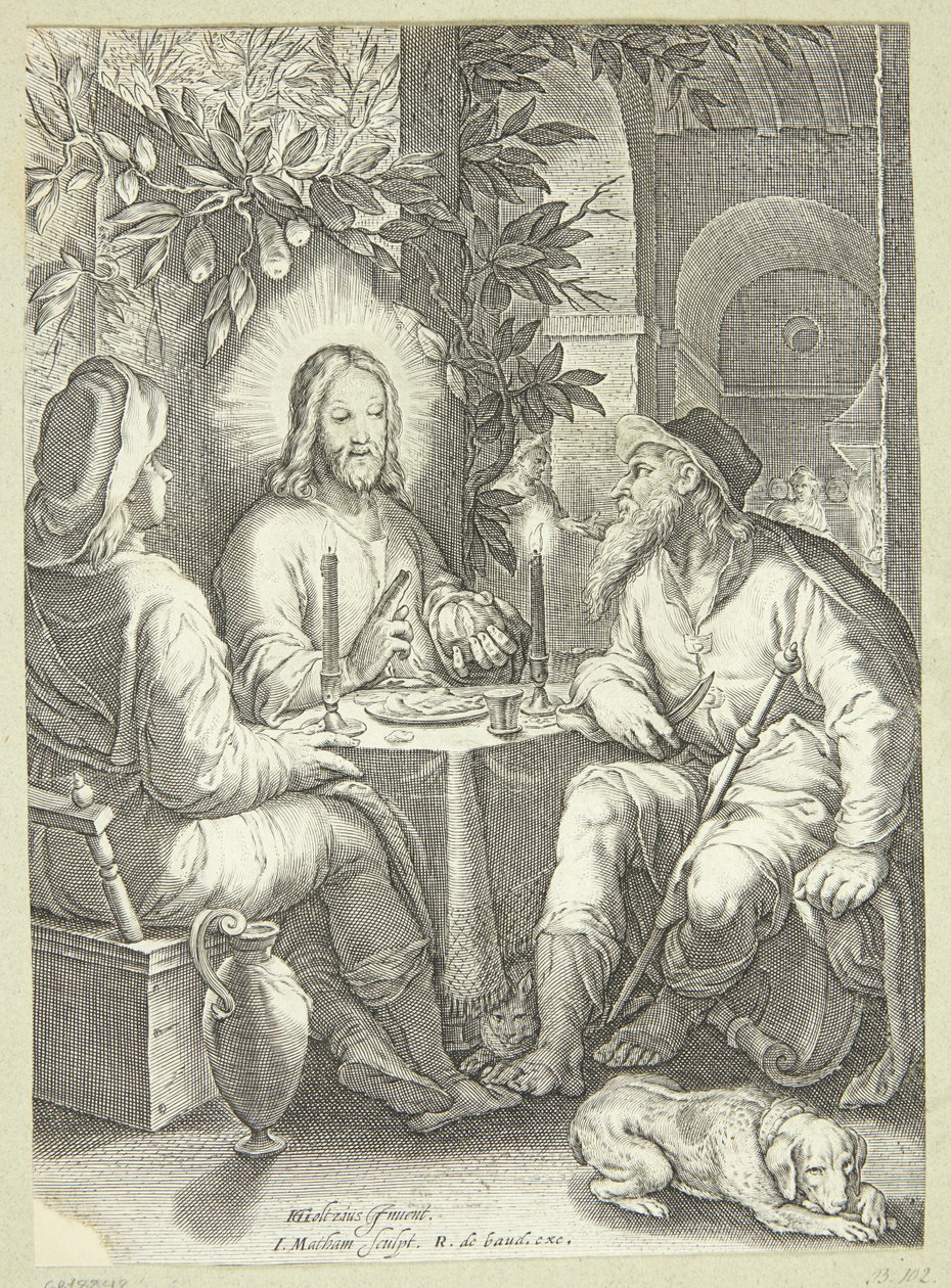 Jezus in Emmaus door Jacob Matham