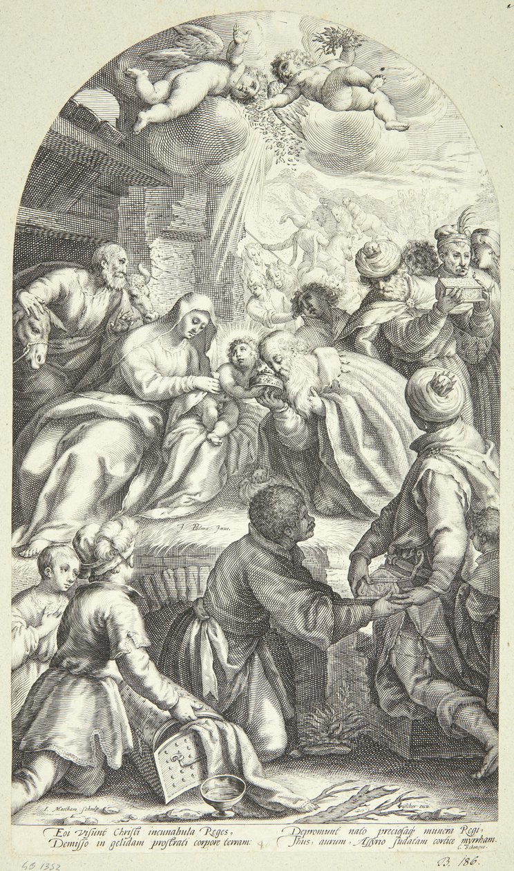 Aanbidding der koningen door Jacob Matham