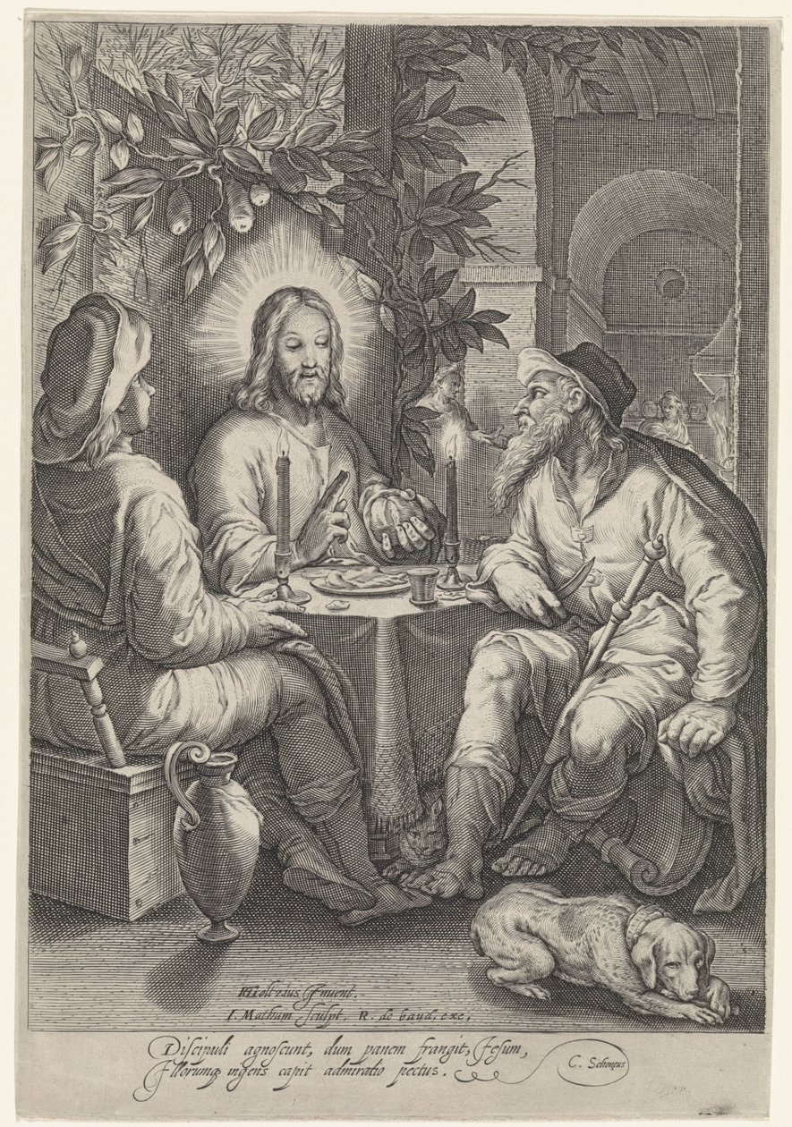 Maaltijd in Emmaüs door Jacob Matham
