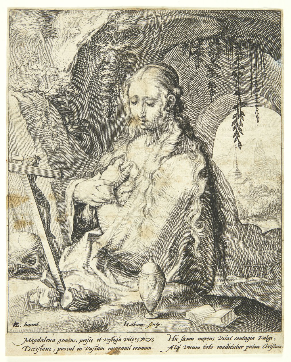 De berouwvolle Maria Magdalena door Jacob Matham