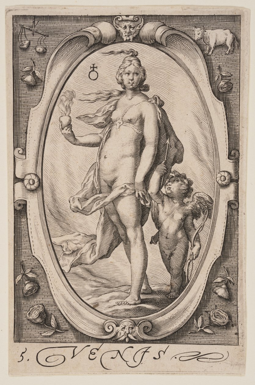 Venus, van De zeven planeten door Jacob Matham