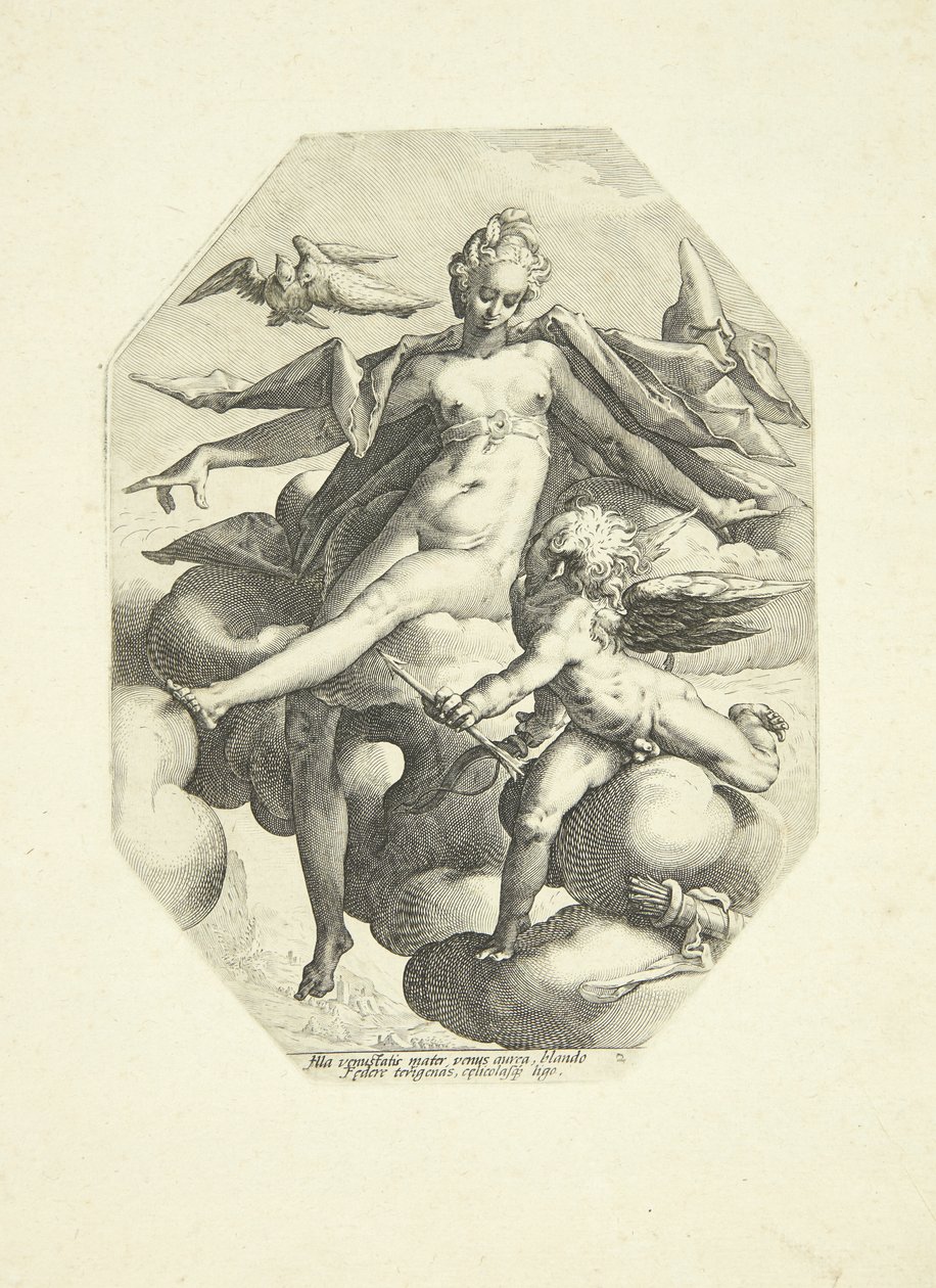 Venus en Amor door Jacob Matham