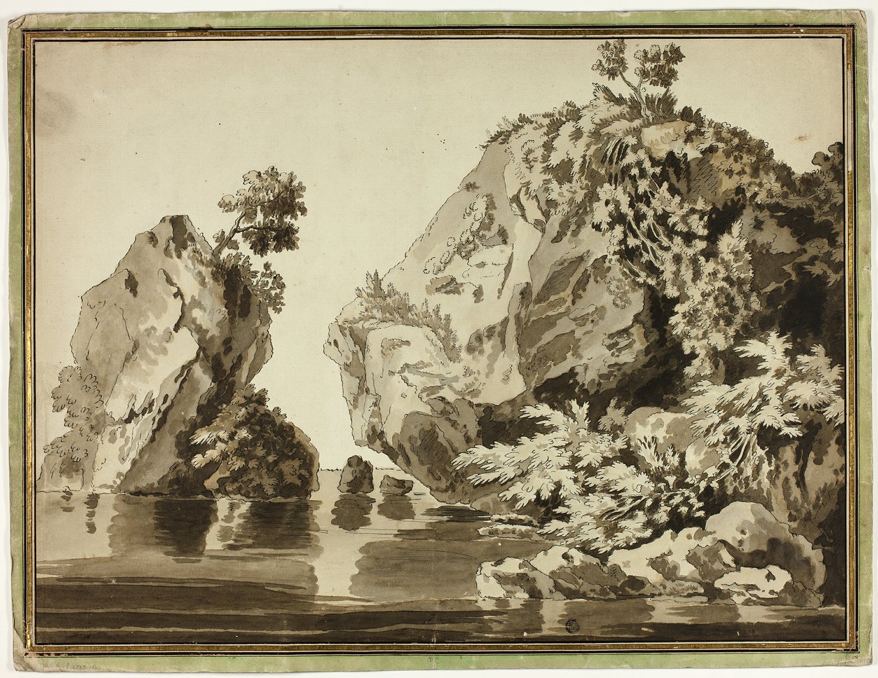 Rotsen en water door Jacob Philipp Hackert