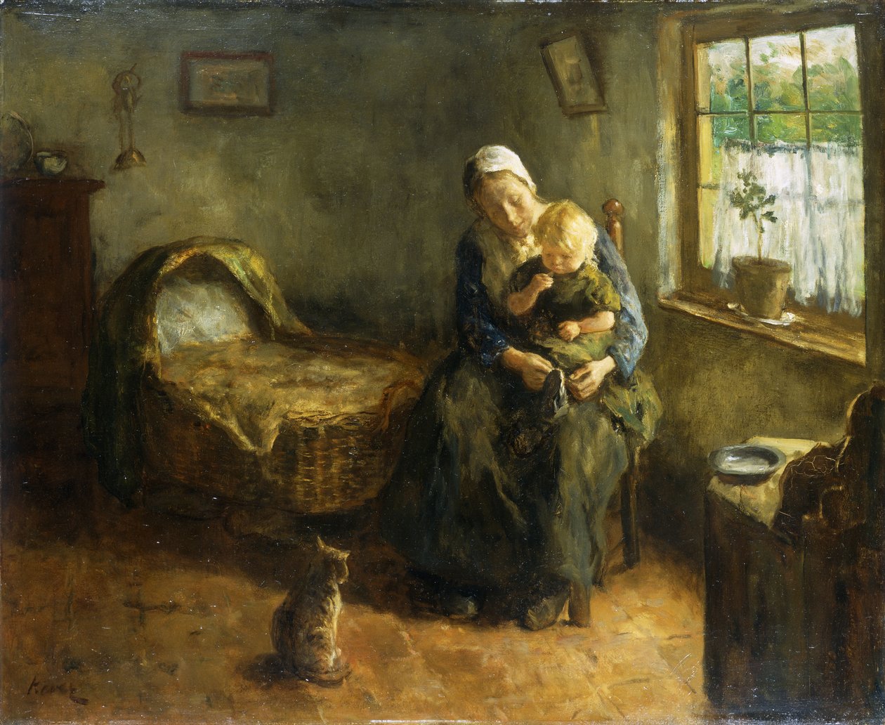 De baby aankleden door Jacob Simon Kever