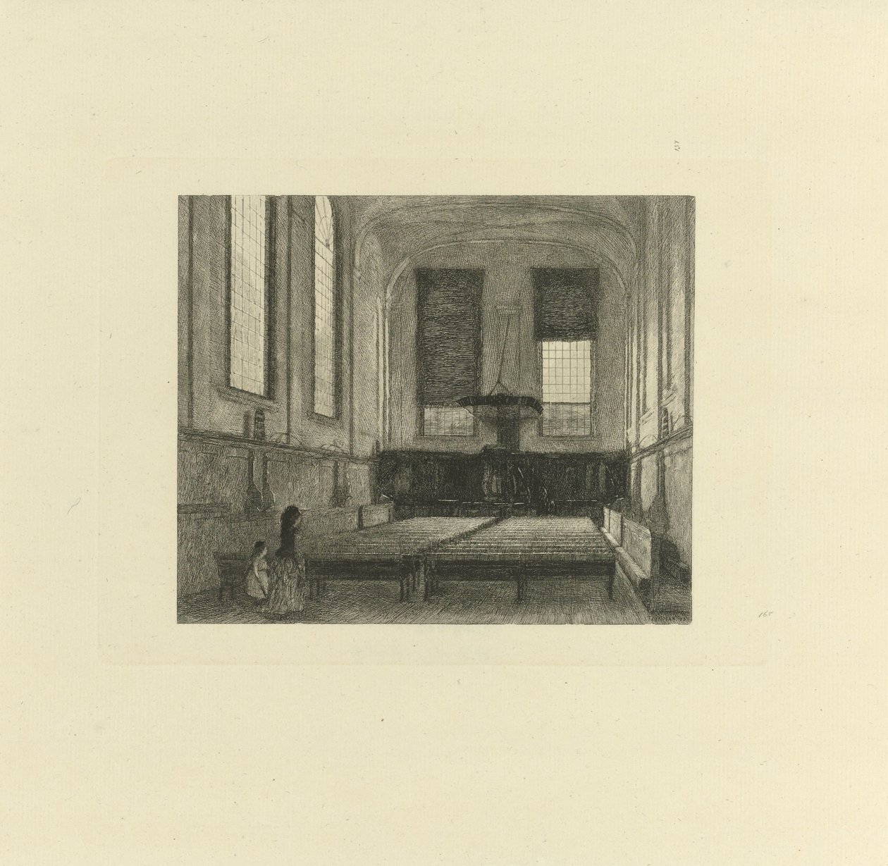 Interieur van de Doopsgezinde Kerk te Utrecht door Jacob Taanman