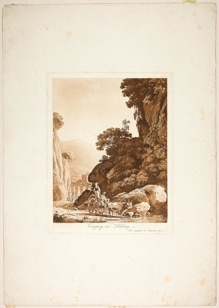 Ingang naar de smalle doorgang door Jacob Wilhelm Mechau