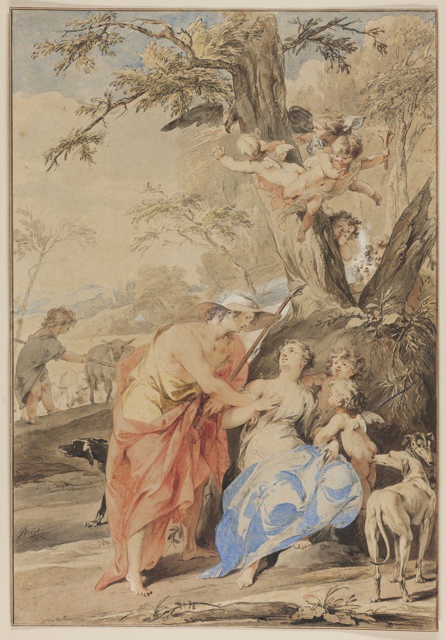 Jupiter en Mnemosyne, 1733 door Jacob de Wit