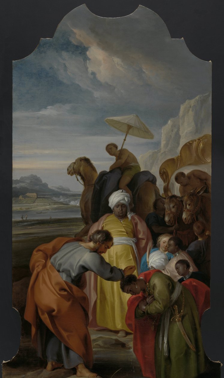 Sint Filippus doopt de eunuch door Jacob de Wit